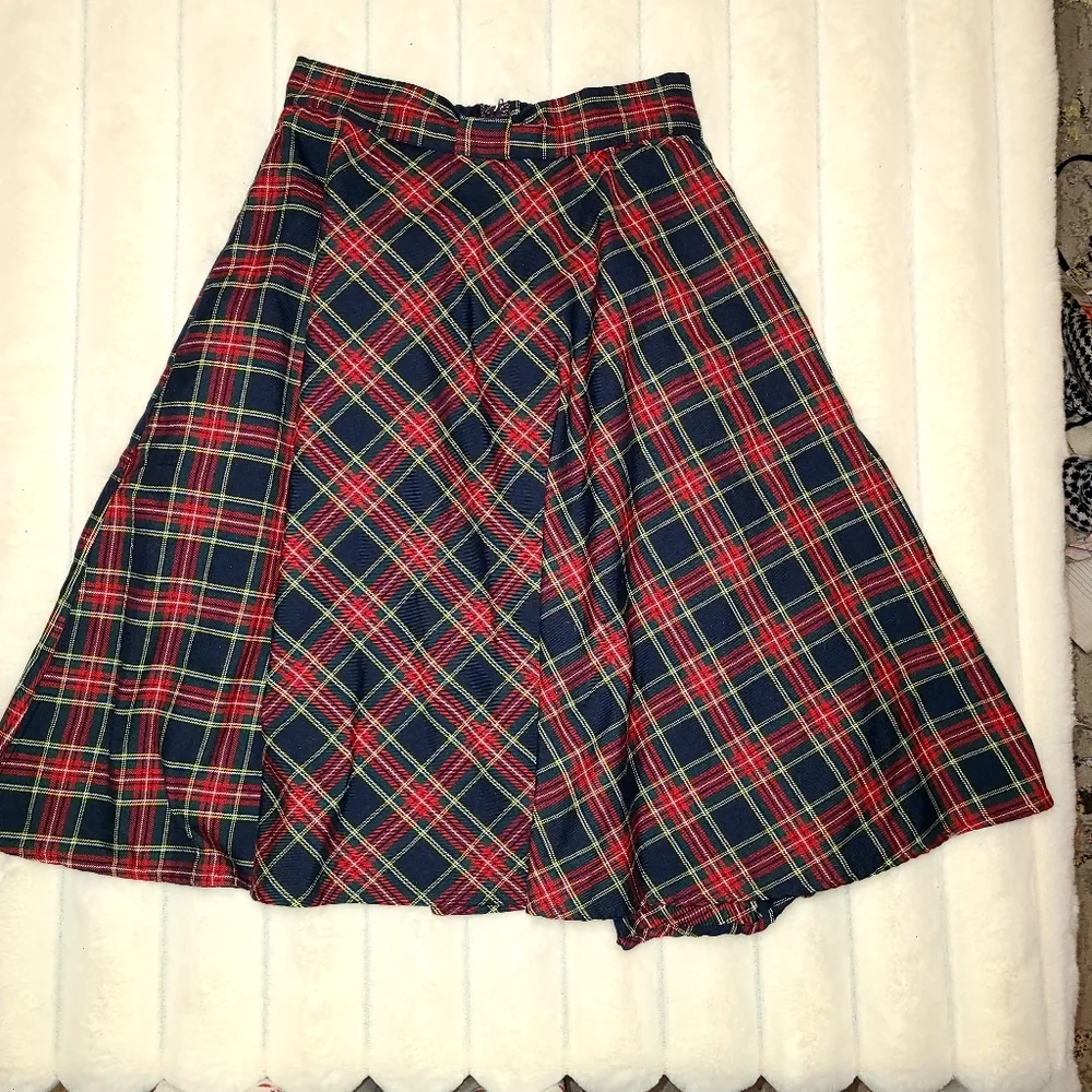 Modcloth Blue and Red Midi A-line Skirt - Picture 2 of 12